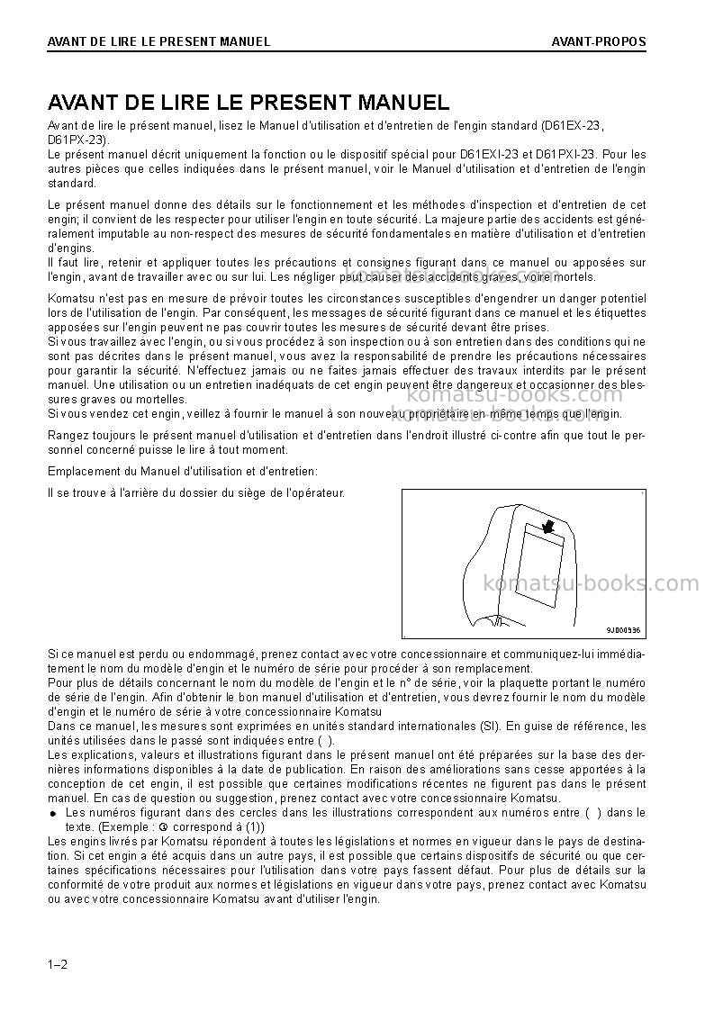 Komatsu d61exi-23jpn Manuel d'utilisation couverture Page 4 Komatsu d61exi-23jpn Manuel d'utilisation couverture Page 4