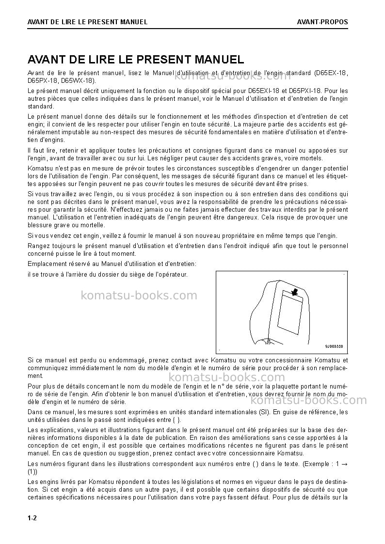 Komatsu d65pxi-18jpn Manuel d'utilisation couverture Page 4