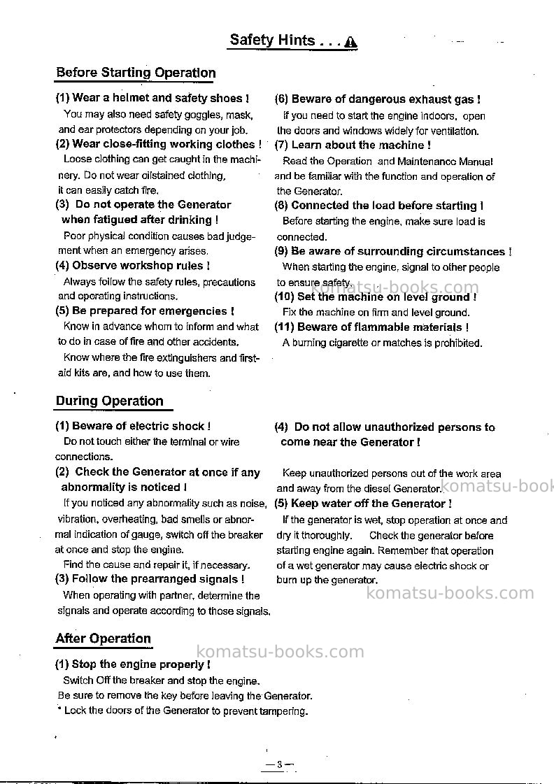 Komatsu egs1000-3sgp Operation manual cover Page 4 Komatsu egs1000-3sgp Operation manual cover Page 4