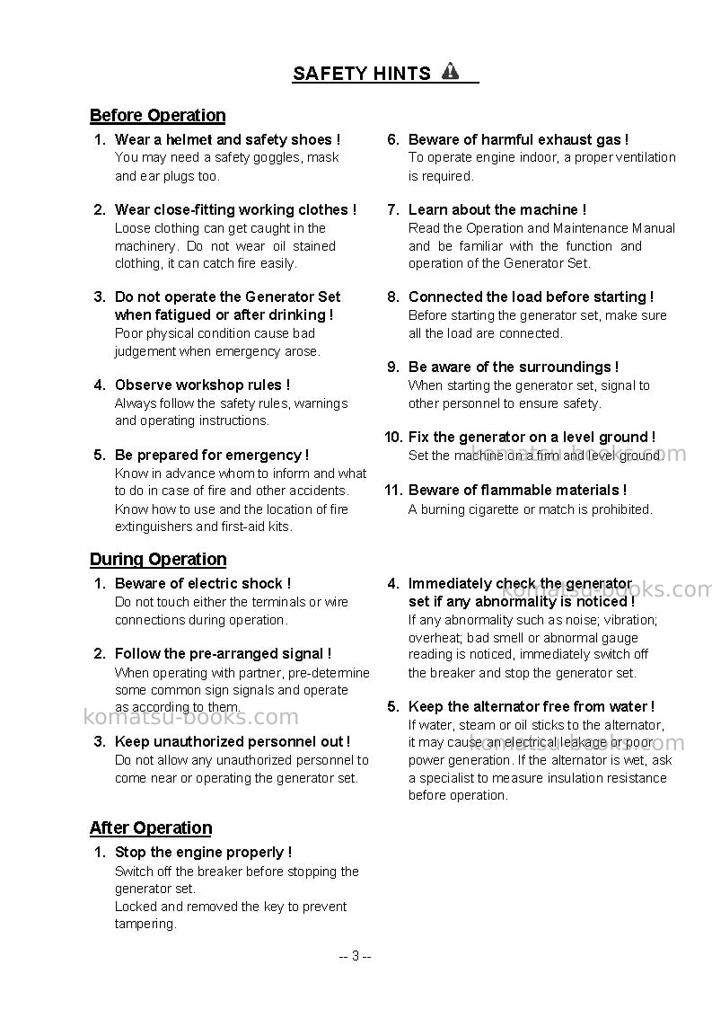 Komatsu egs570-6sgp Operation manual cover Page 4 Komatsu egs570-6sgp Operation manual cover Page 4