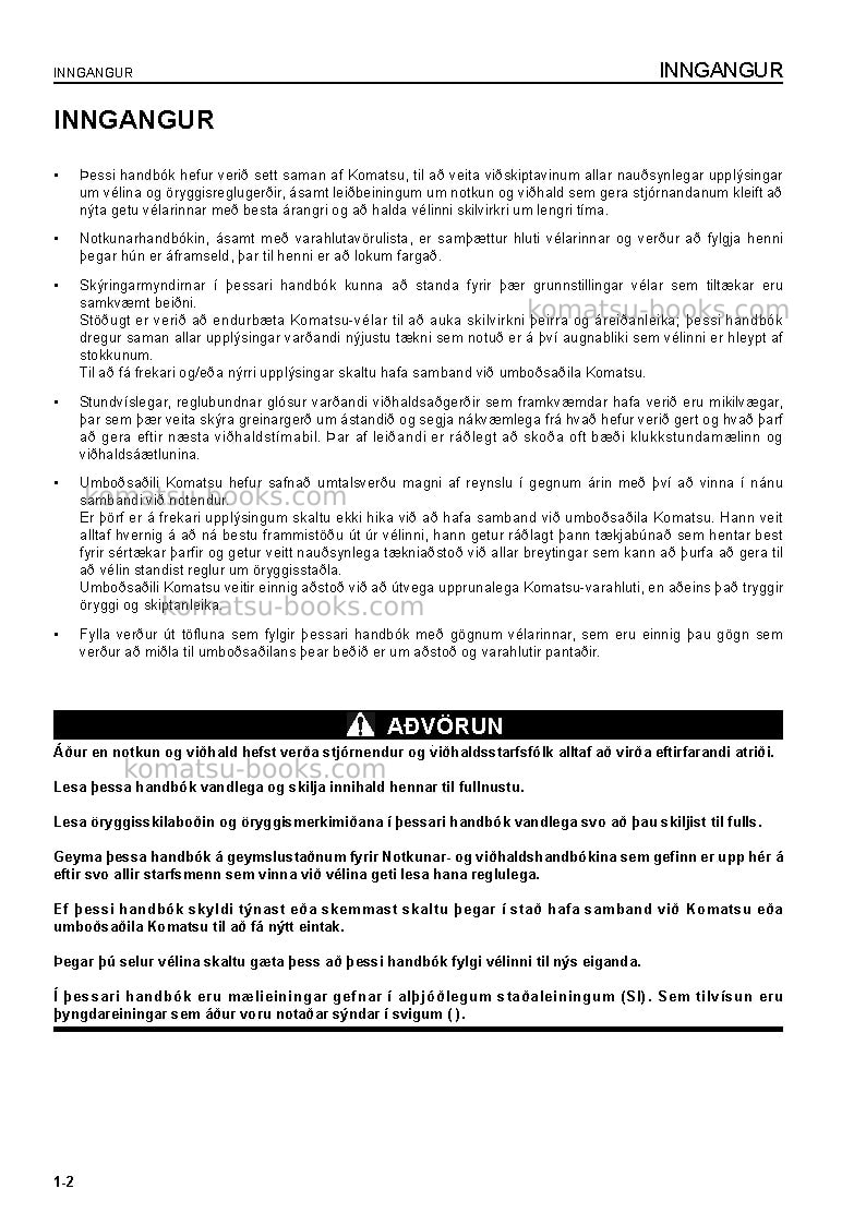 Komatsu pc09-1ita Operation manual cover Page 4 Komatsu pc09-1ita Operation manual cover Page 4