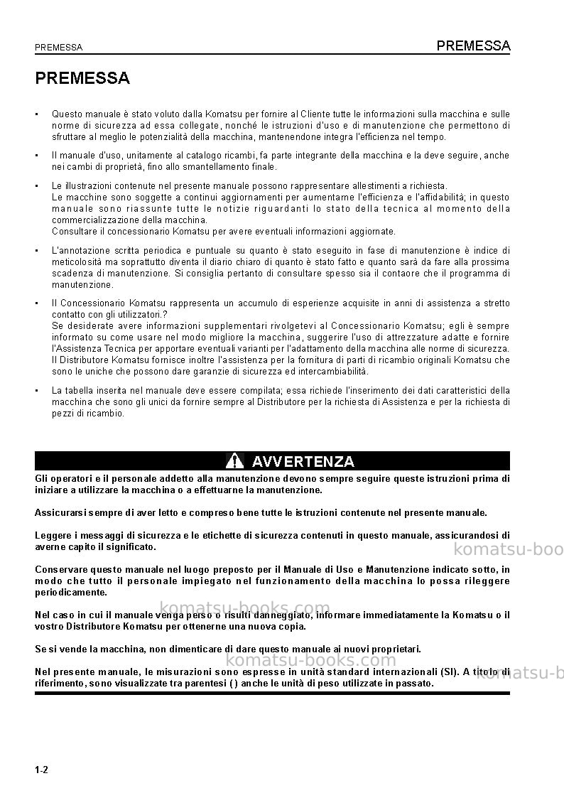 Komatsu pc09-1ita Manuale operativo copertina Pagina 4 Komatsu pc09-1ita Manuale operativo copertina Pagina 4