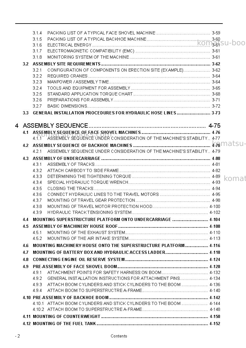 Komatsu pc4000deu Field assembly manual cover Page 4 Komatsu pc4000deu Field assembly manual cover Page 4