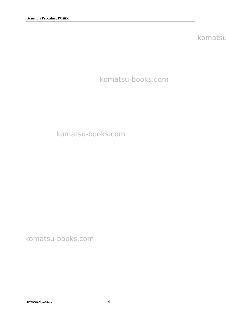 Komatsu pc8000-1deu Field assembly manual cover Page 4