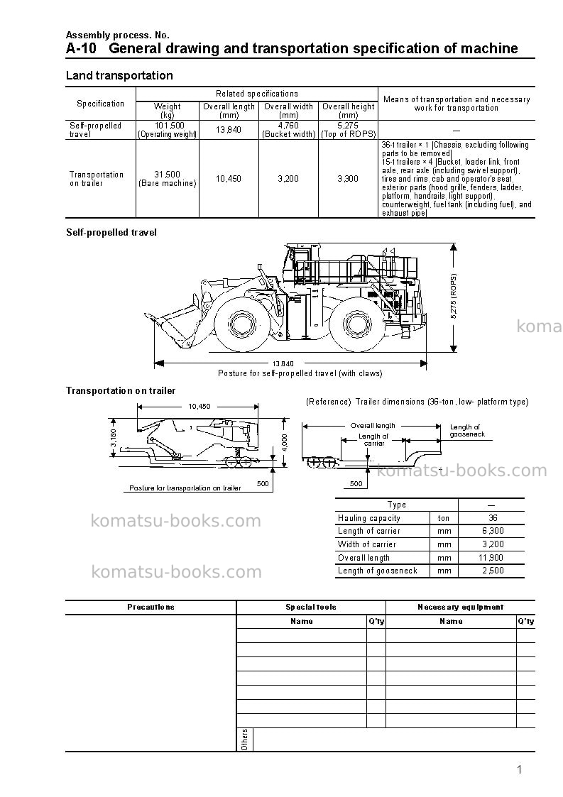 Komatsu wa900-3jpn Field assembly manual cover Page 4 Komatsu wa900-3jpn Field assembly manual cover Page 4
