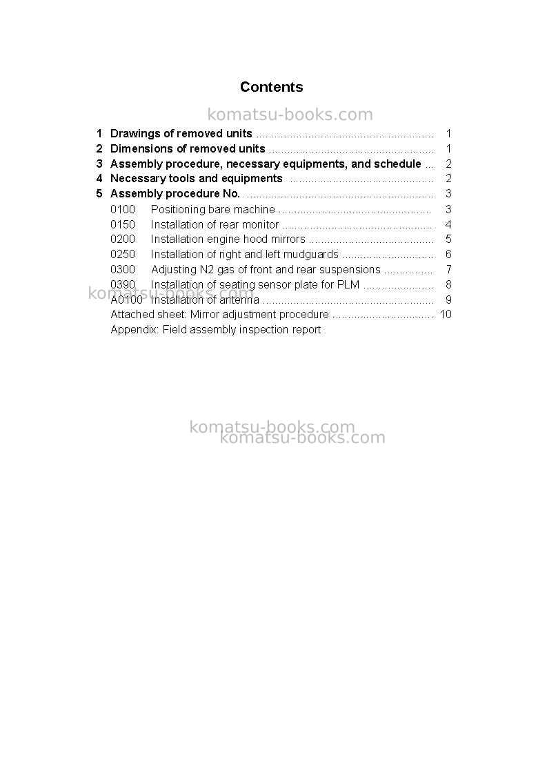 Komatsu hm300-2jpn Field assembly manual cover Page 4