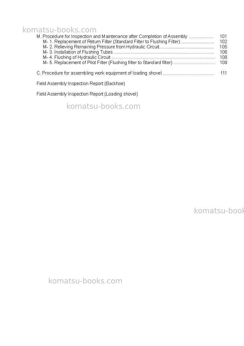 Komatsu pc1250lc-8jpn Field assembly manual cover Page 4 Komatsu pc1250lc-8jpn Field assembly manual cover Page 4