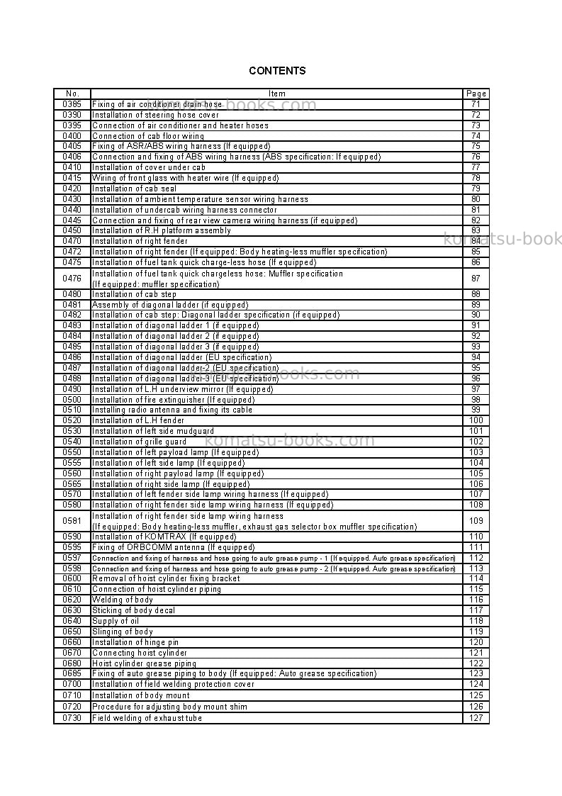 Komatsu hd785-7jpn Field assembly manual cover Page 4 Komatsu hd785-7jpn Field assembly manual cover Page 4