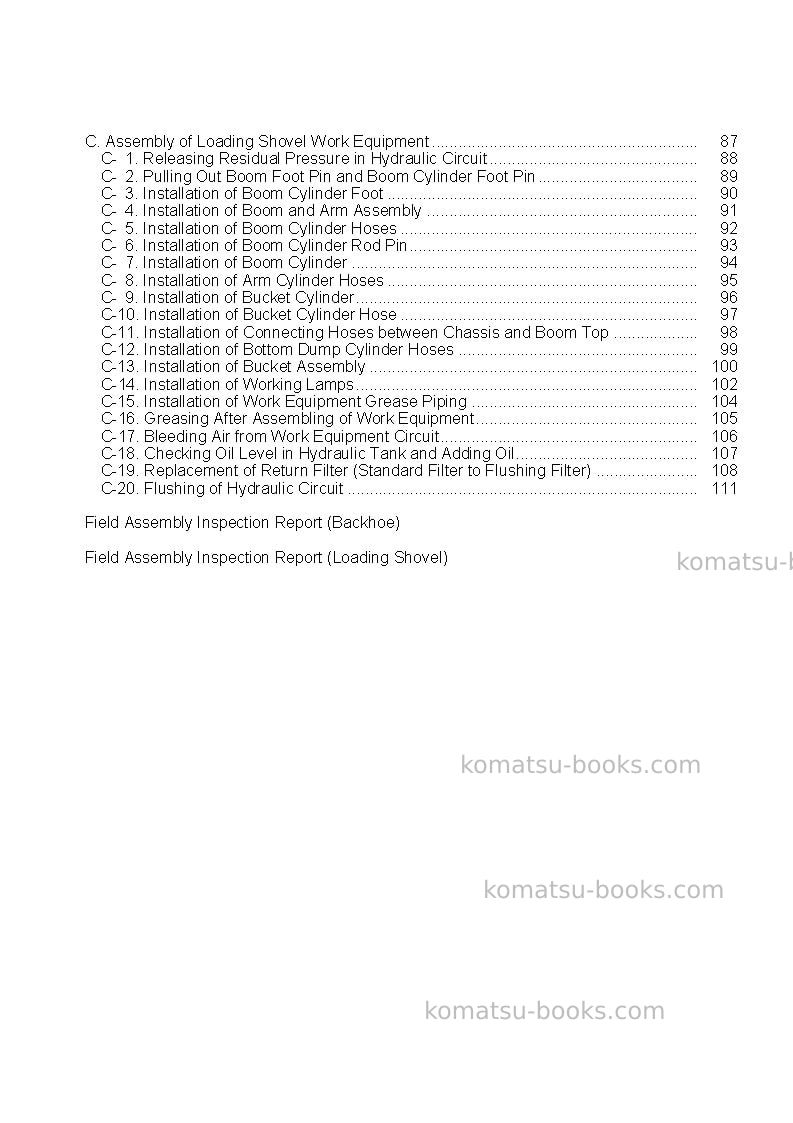 Komatsu pc600-8jpn-r Field assembly manual cover Page 4 Komatsu pc600-8jpn-r Field assembly manual cover Page 4