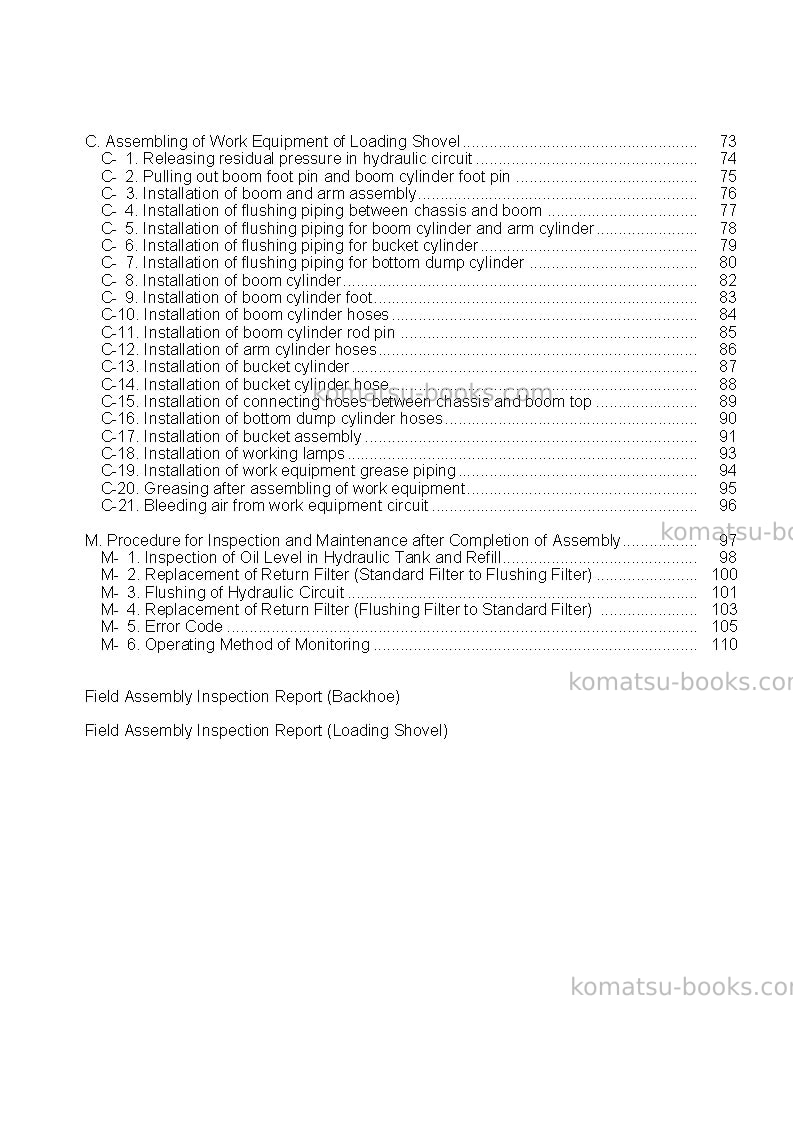 Komatsu pc800-8jpn-r Field assembly manual cover Page 4 Komatsu pc800-8jpn-r Field assembly manual cover Page 4