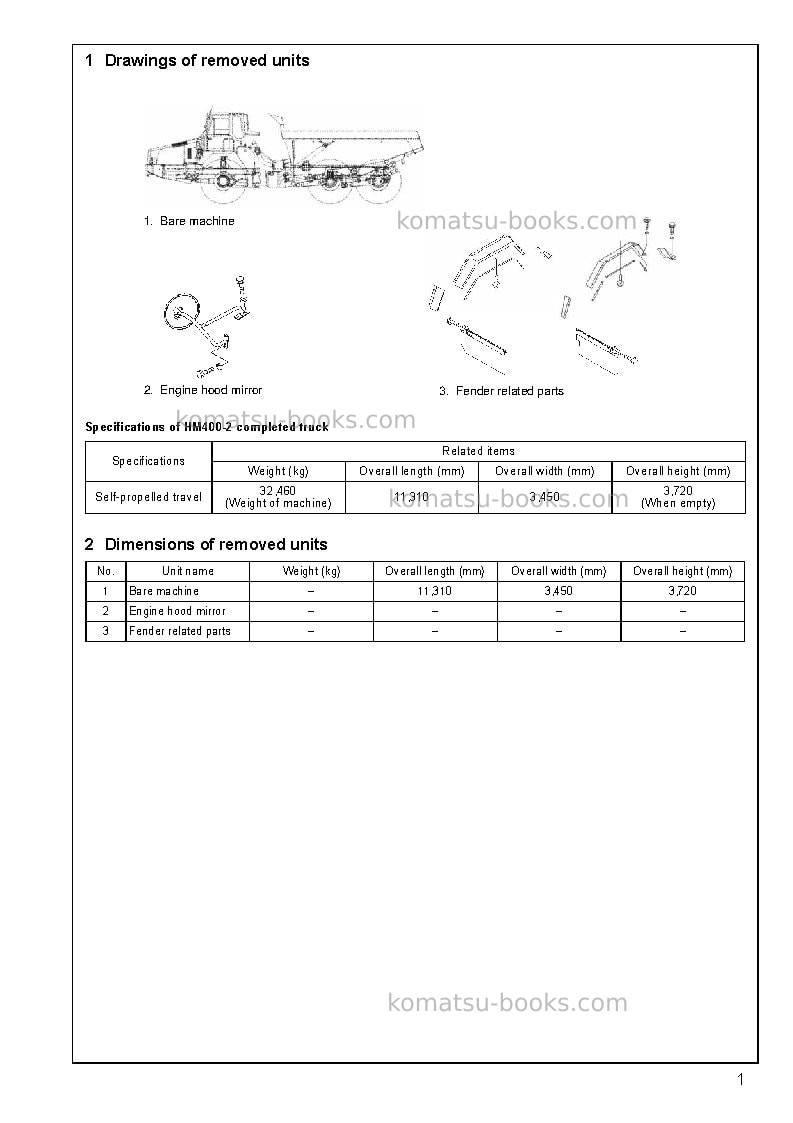 Komatsu hm400-2jpn-w/o egr Field assembly manual cover Page 4 Komatsu hm400-2jpn-w/o egr Field assembly manual cover Page 4