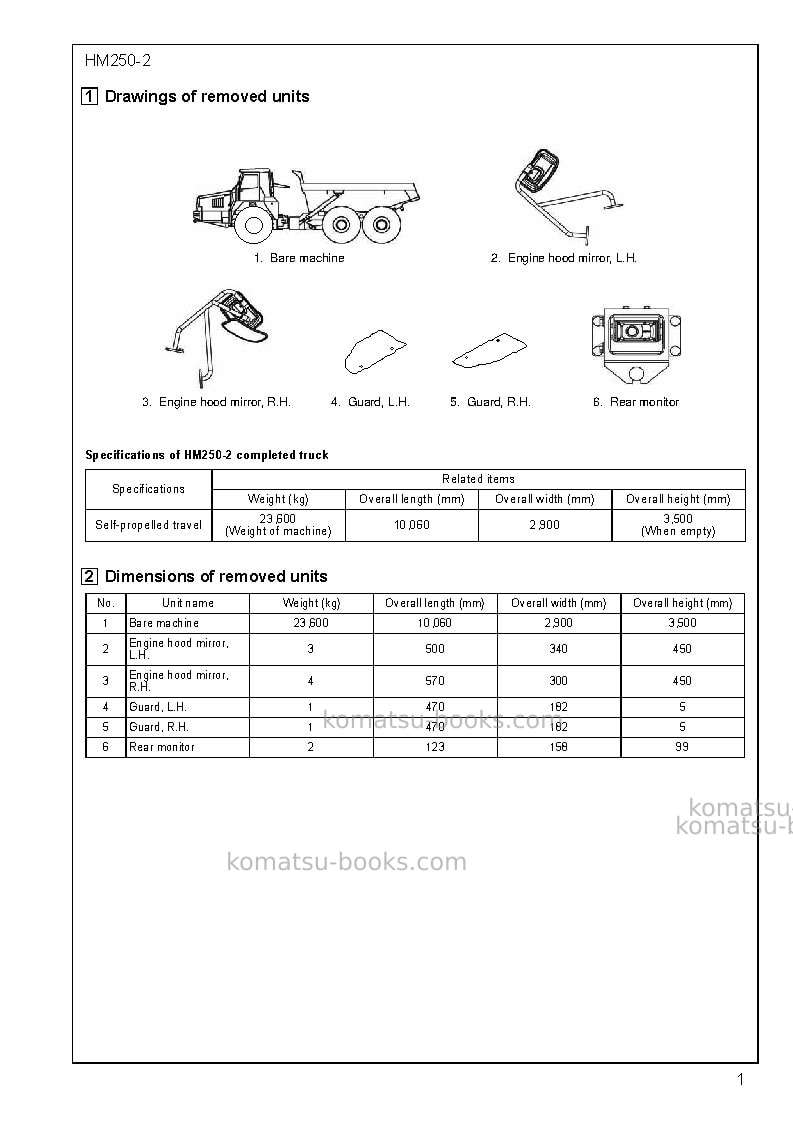 Komatsu hm250-2jpn Field assembly manual cover Page 4 Komatsu hm250-2jpn Field assembly manual cover Page 4