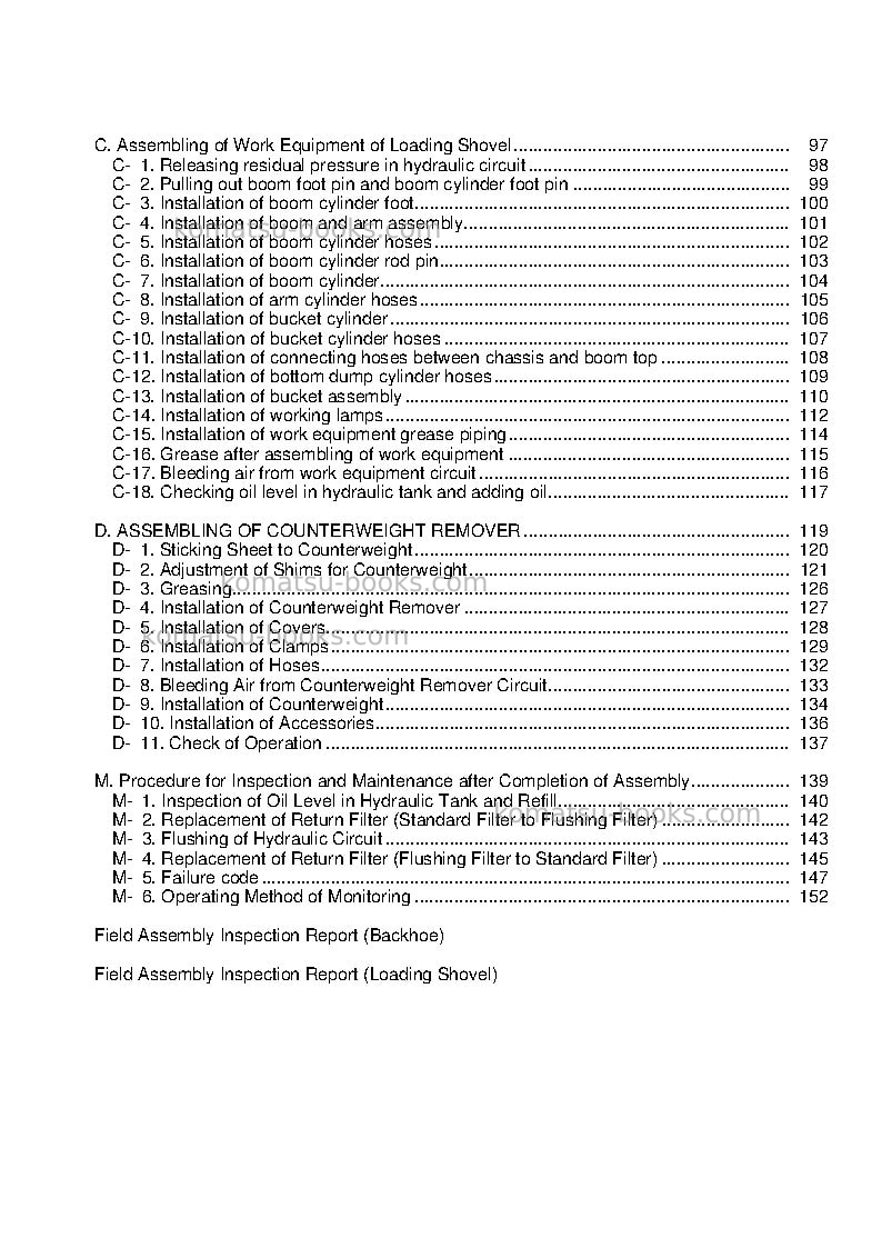 Komatsu pc650lc-8jpn-e0 Field assembly manual cover Page 4 Komatsu pc650lc-8jpn-e0 Field assembly manual cover Page 4