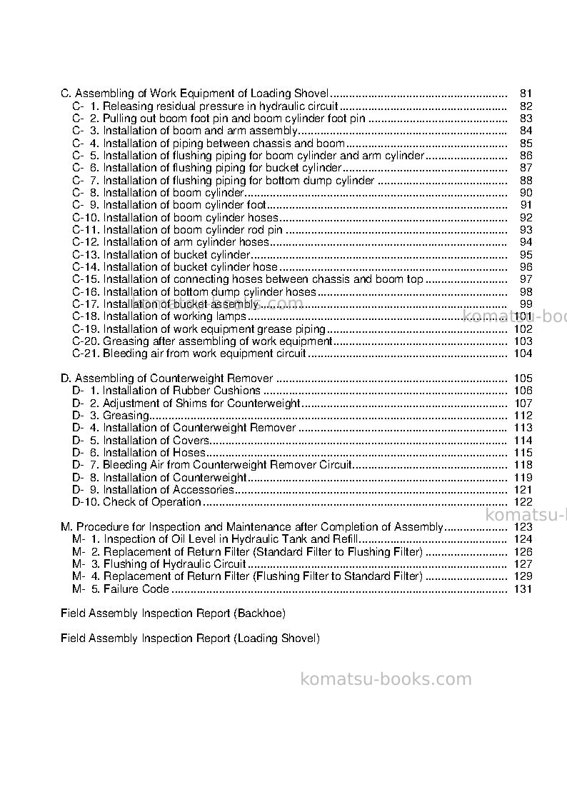Komatsu pc800lc-8jpn-e0 Field assembly manual cover Page 4 Komatsu pc800lc-8jpn-e0 Field assembly manual cover Page 4
