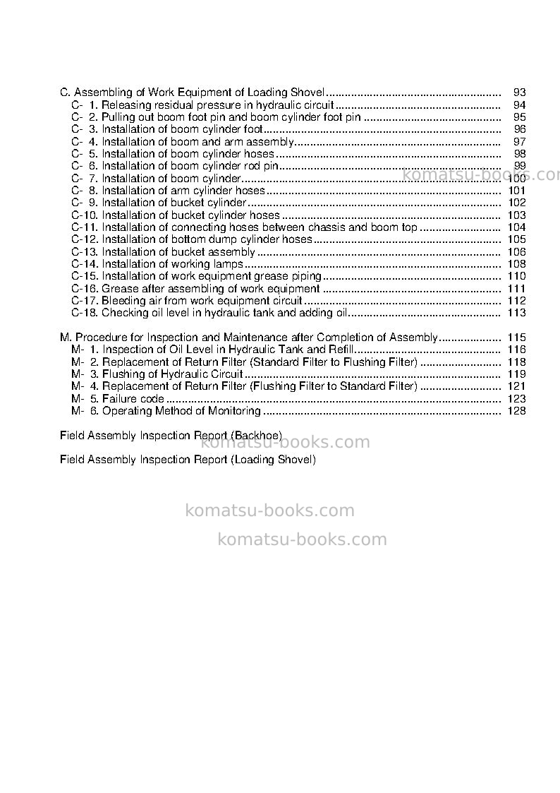 Komatsu pc600lc-8jpn-r1 Field assembly manual cover Page 4 Komatsu pc600lc-8jpn-r1 Field assembly manual cover Page 4