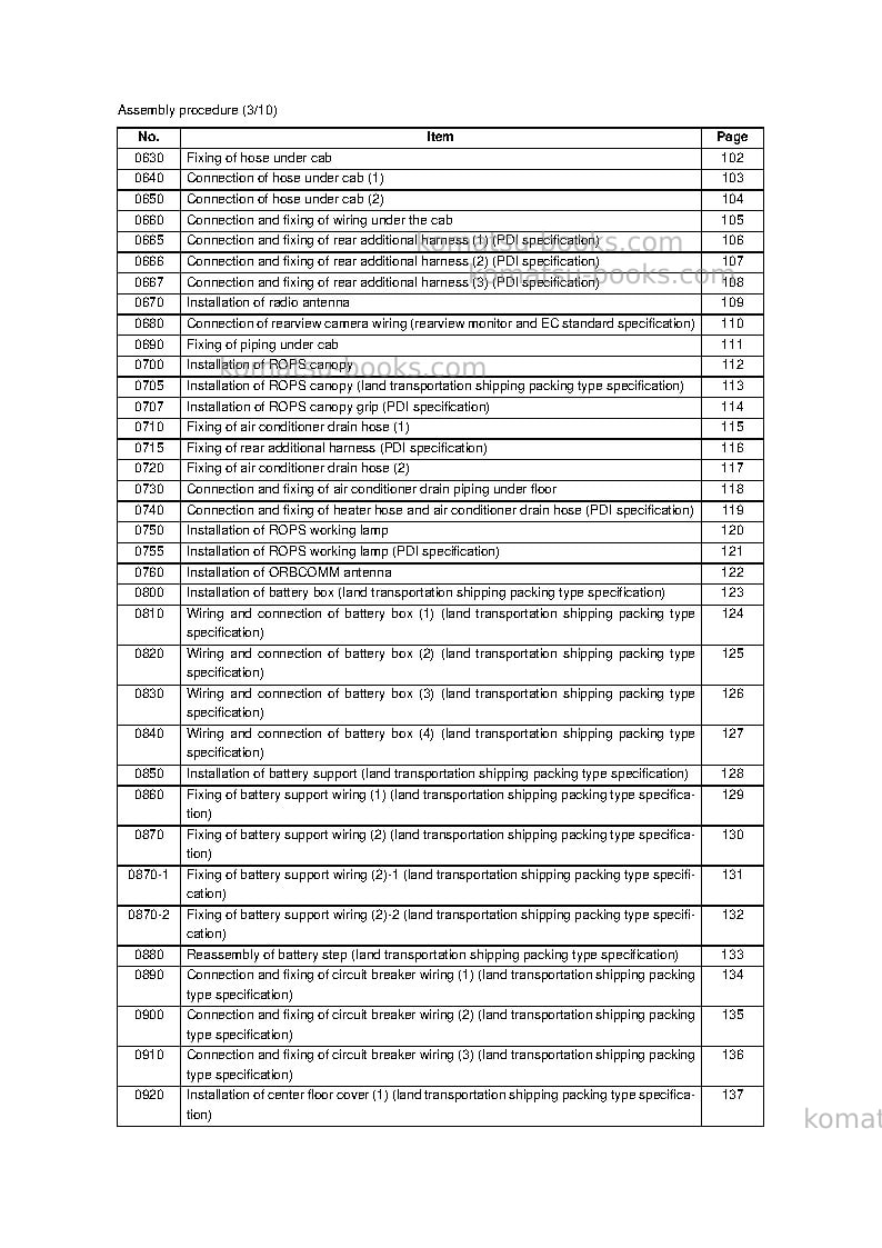 Komatsu wa1200-6jpn Field assembly manual cover Page 4 Komatsu wa1200-6jpn Field assembly manual cover Page 4