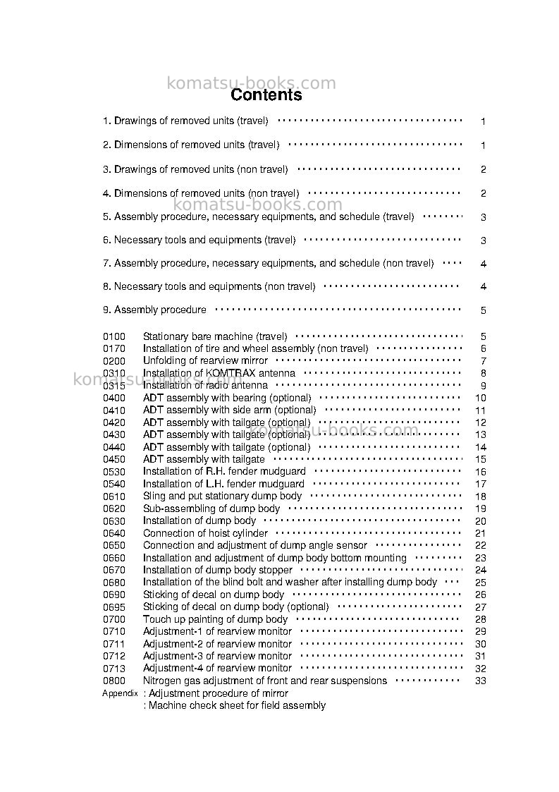 Komatsu hm400-5jpn Field assembly manual cover Page 4 Komatsu hm400-5jpn Field assembly manual cover Page 4
