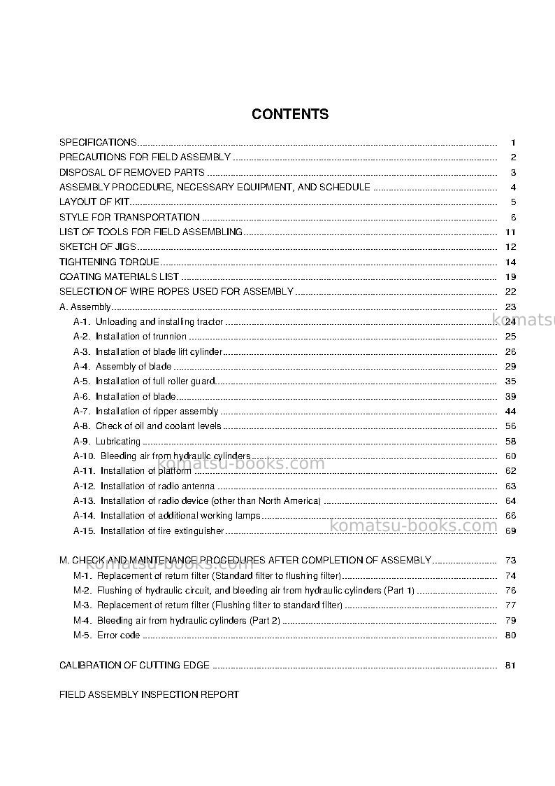 Komatsu d155axi-8jpn Field assembly manual cover Page 4 Komatsu d155axi-8jpn Field assembly manual cover Page 4