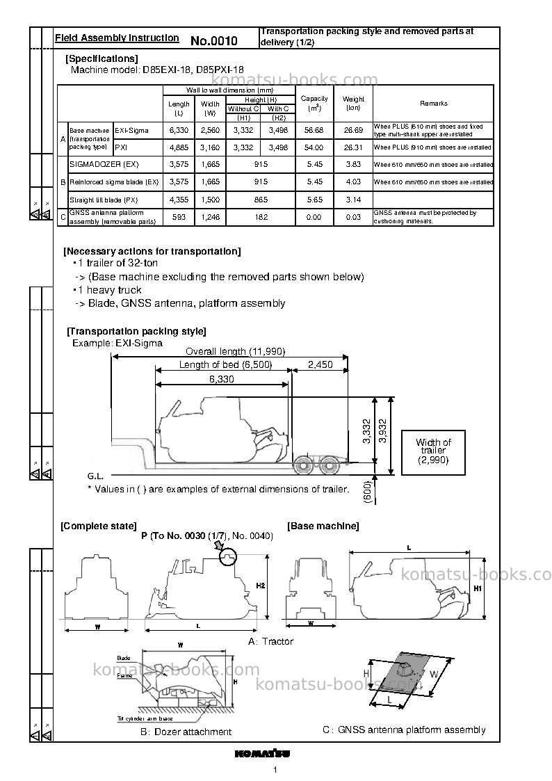 Komatsu d85exi-18jpn Field assembly manual cover Page 4