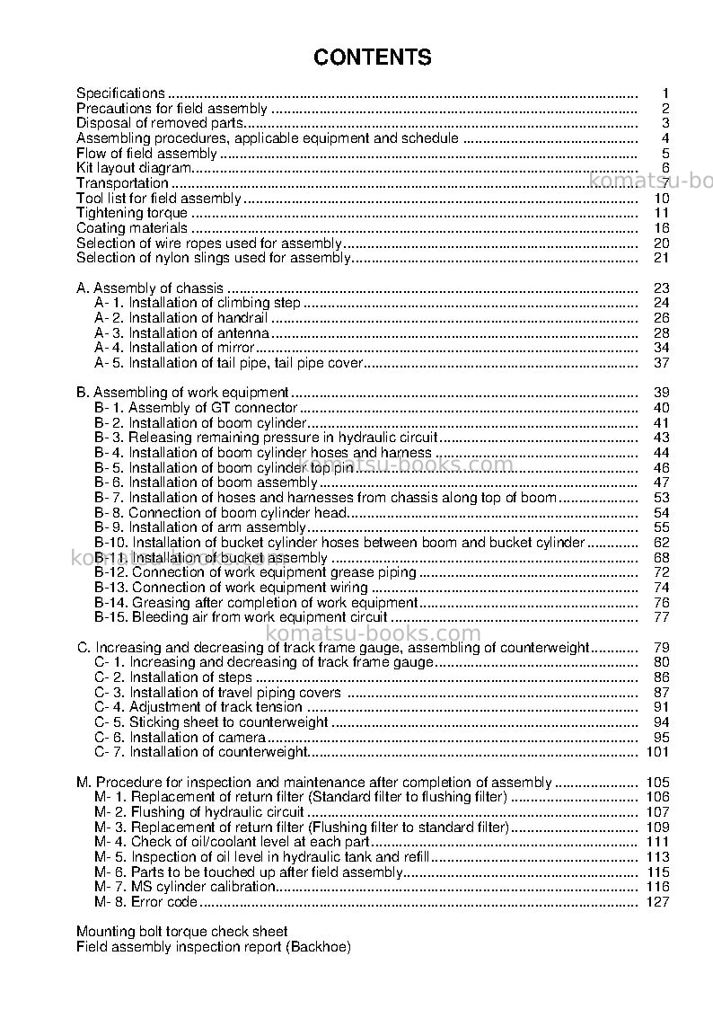 Komatsu pc490lci-11jpn Field assembly manual cover Page 4