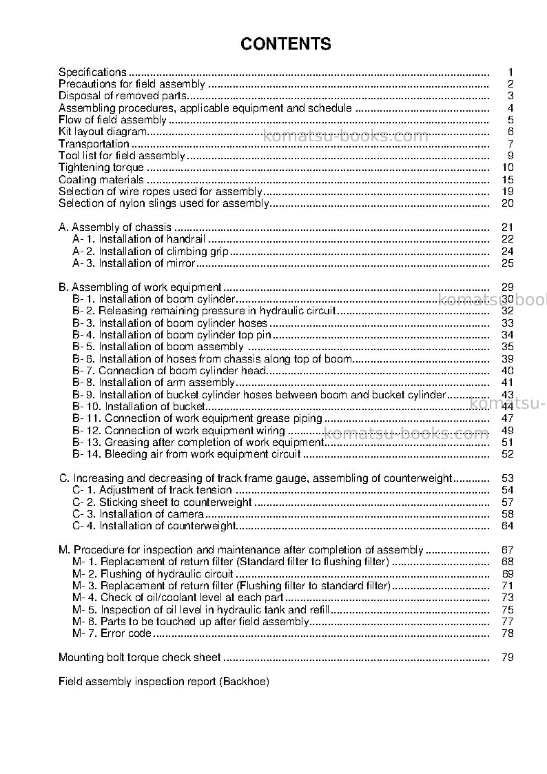 Komatsu hb365lc-3jpn-for eu Field assembly manual cover Page 4