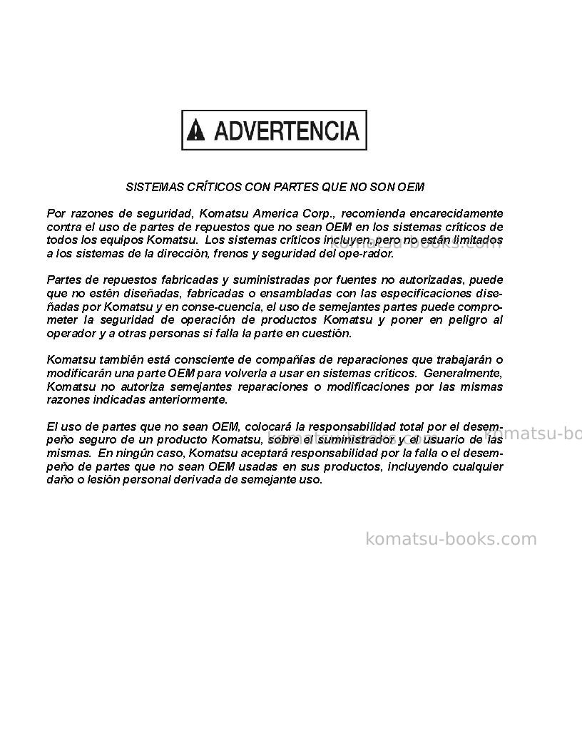 Komatsu hd1500-7usa-w/ sda12v160 Reparación y mantenimiento cover Page 4 Komatsu hd1500-7usa-w/ sda12v160 Reparación y mantenimiento cover Page 4