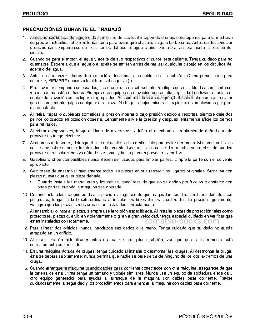 Komatsu pc200lc-8usa Reparación y mantenimiento cover Page 4