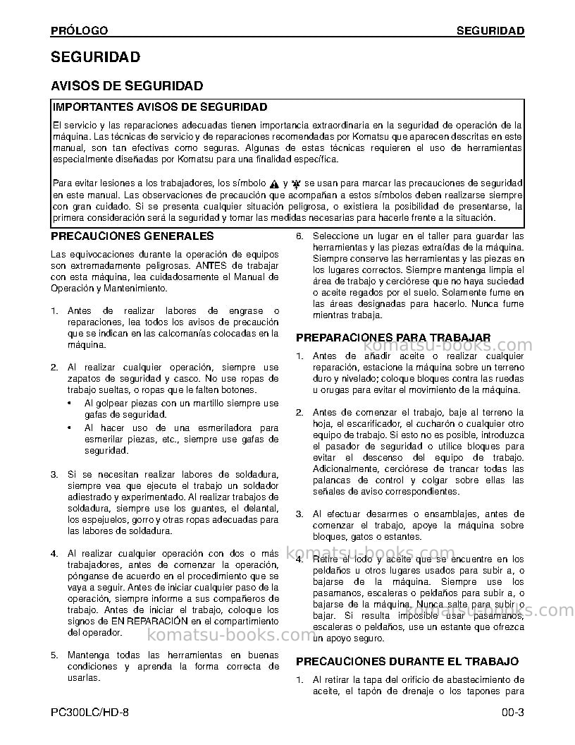 Komatsu pc300hd-8usa Reparación y mantenimiento cover Page 4