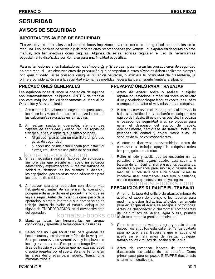 Komatsu pc400lc-8usa Reparación y mantenimiento cover Page 4