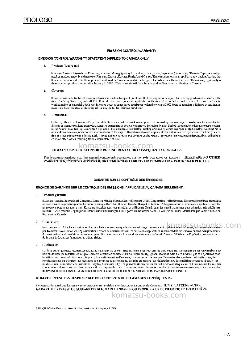 Komatsu wa250-6jpn-for n. america Manual de operación cover Page 4 Komatsu wa250-6jpn-for n. america Manual de operación cover Page 4