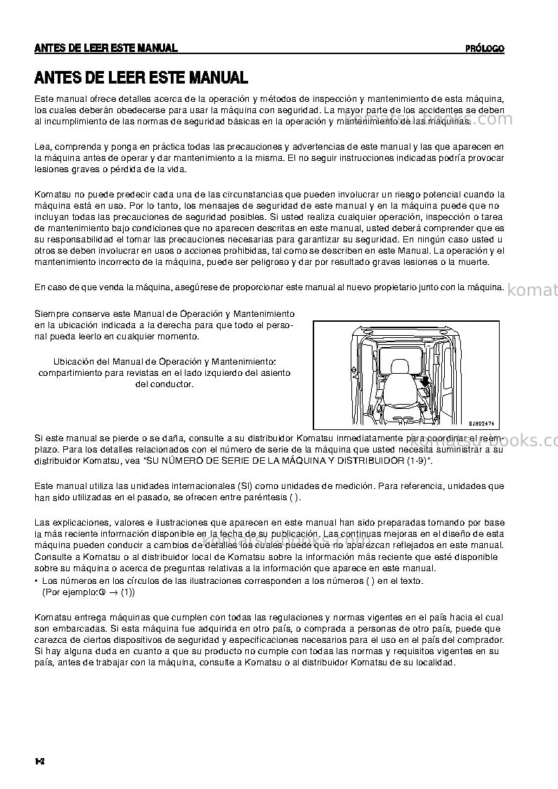 Komatsu hb215lc-1jpn-hybrid greasing interval 500 hour Manual de operación cover Page 4