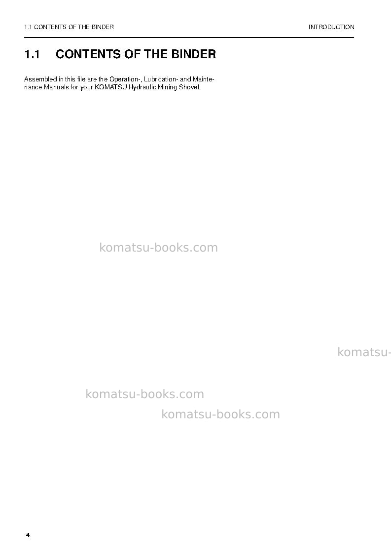 Komatsu pc3000-6deu Operation manual cover Page 4 Komatsu pc3000-6deu Operation manual cover Page 4