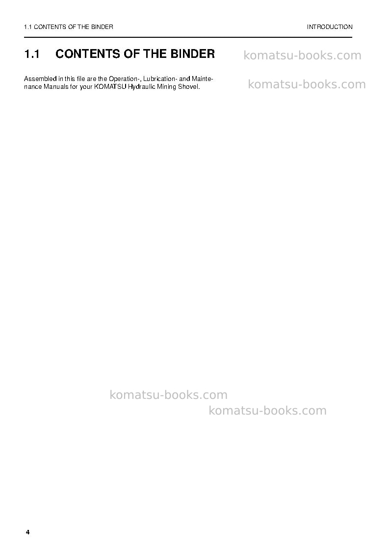 Komatsu pc3000-6deu Operation manual cover Page 4 Komatsu pc3000-6deu Operation manual cover Page 4