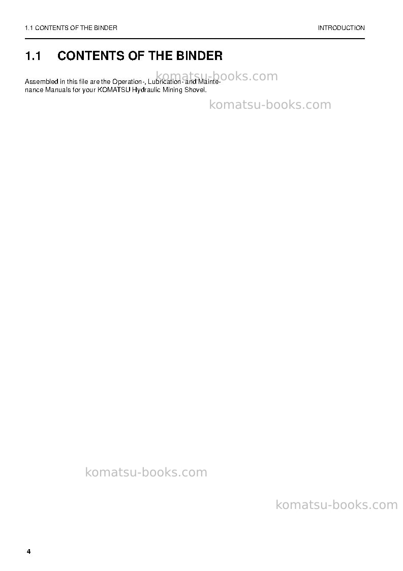 Komatsu pc3000-6deu Operation manual cover Page 4 Komatsu pc3000-6deu Operation manual cover Page 4