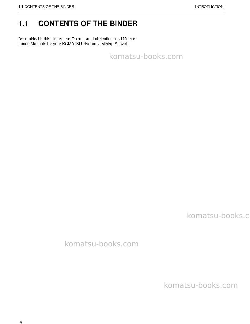 Komatsu pc3000-6deu Operation manual cover Page 4 Komatsu pc3000-6deu Operation manual cover Page 4