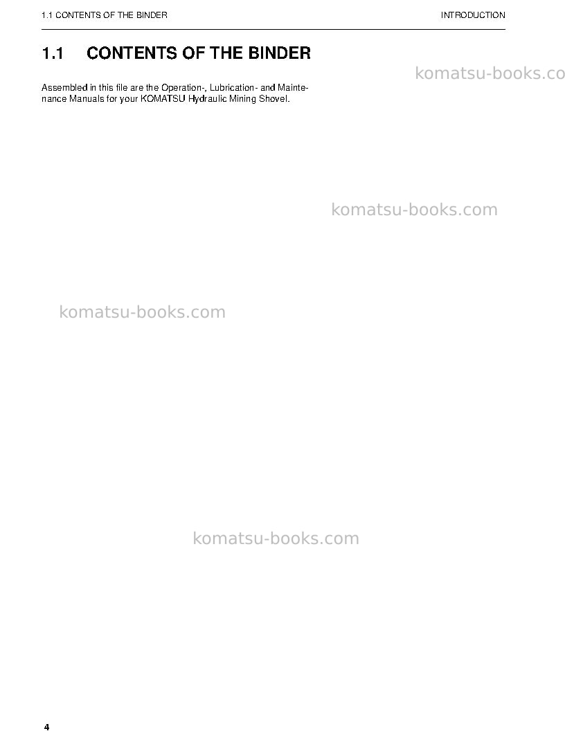 Komatsu pc3000-6deu Operation manual cover Page 4 Komatsu pc3000-6deu Operation manual cover Page 4