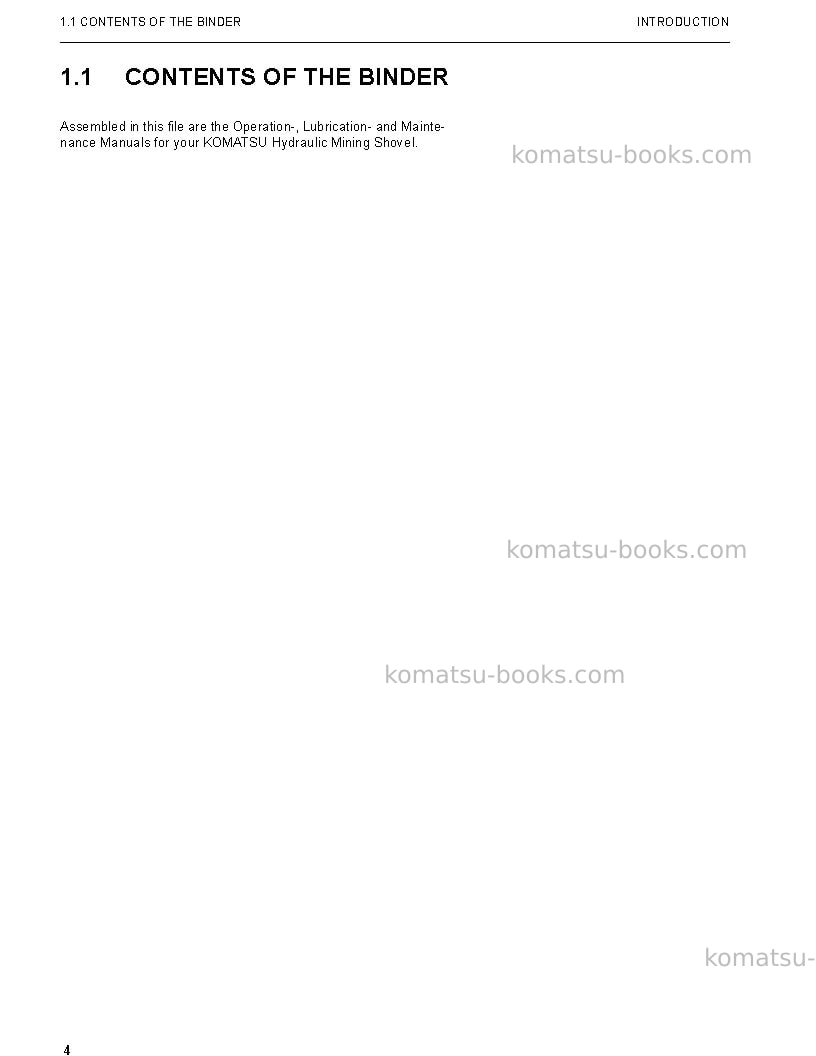 Komatsu pc3000-1deu-electric motor Operation manual cover Page 4 Komatsu pc3000-1deu-electric motor Operation manual cover Page 4