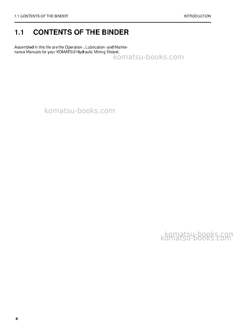 Komatsu pc3000-6deu Operation manual cover Page 4 Komatsu pc3000-6deu Operation manual cover Page 4