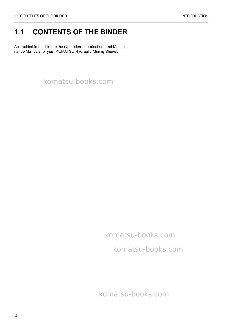 Komatsu pc3000-6deu Operation manual cover Page 4 Komatsu pc3000-6deu Operation manual cover Page 4