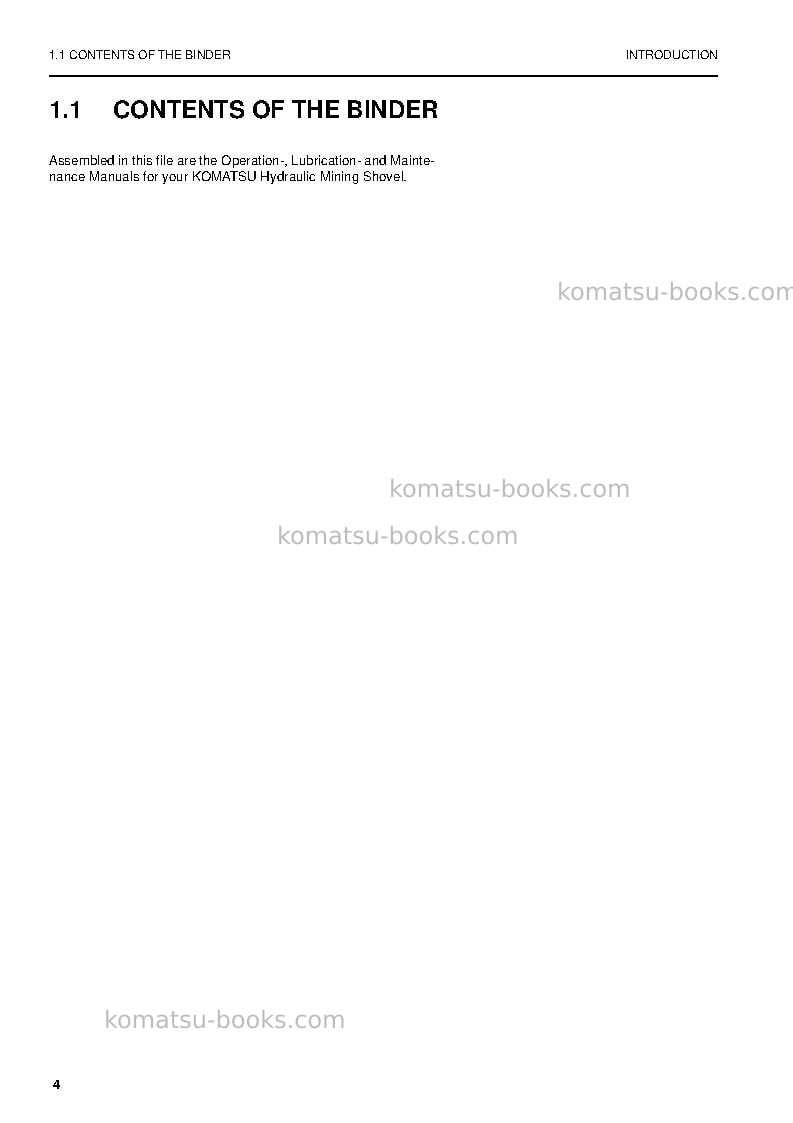 Komatsu pc3000-6deu-electric motor Operation manual cover Page 4 Komatsu pc3000-6deu-electric motor Operation manual cover Page 4