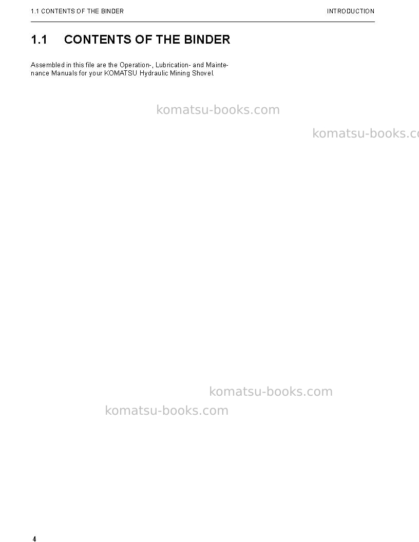 Komatsu pc3000-6deu-electric motor Operation manual cover Page 4 Komatsu pc3000-6deu-electric motor Operation manual cover Page 4