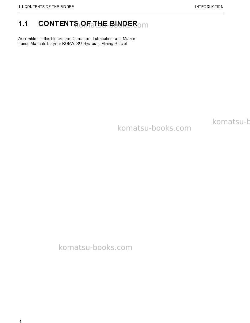 Komatsu pc3000-6deu-electric motor Operation manual cover Page 4
