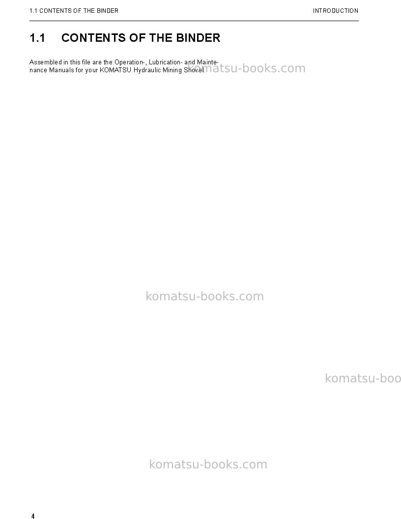 Komatsu pc3000-6deu Operation manual cover Page 4 Komatsu pc3000-6deu Operation manual cover Page 4