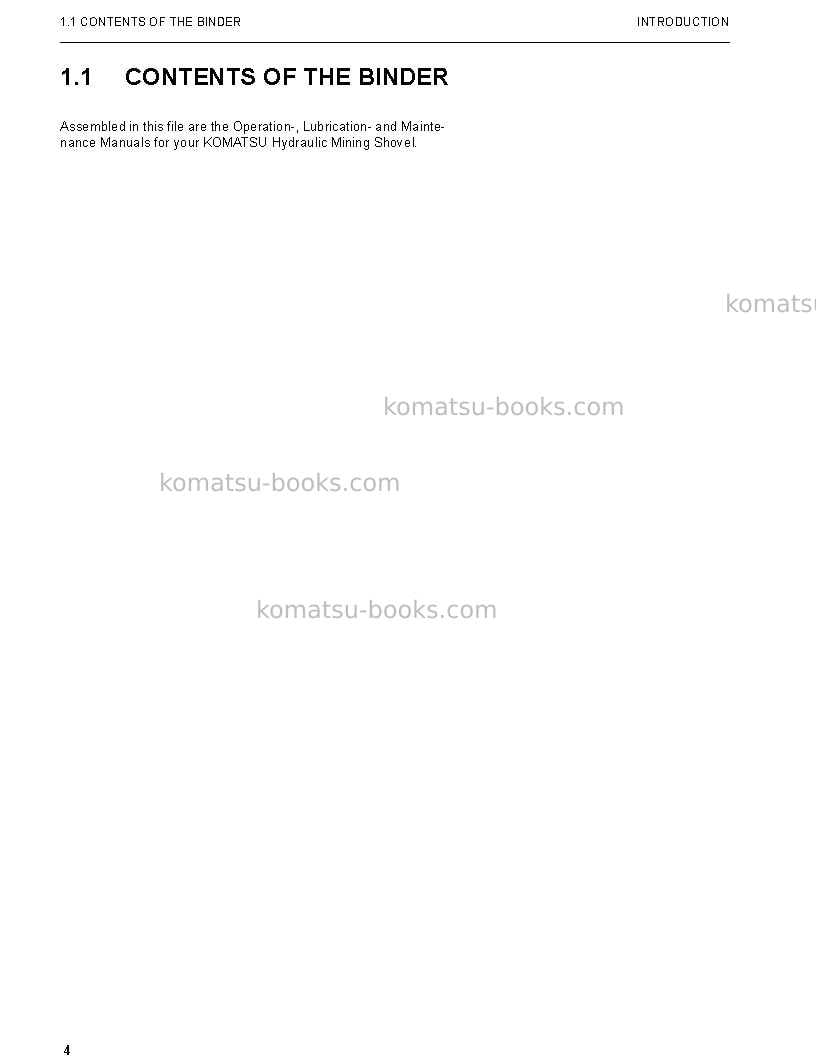 Komatsu pc3000-6deu-electric motor Operation manual cover Page 4