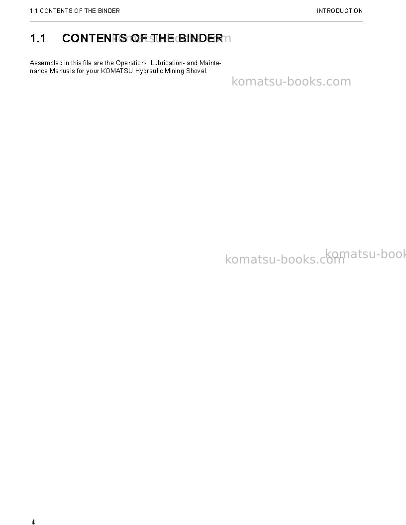 Komatsu pc3000-6deu Operation manual cover Page 4 Komatsu pc3000-6deu Operation manual cover Page 4
