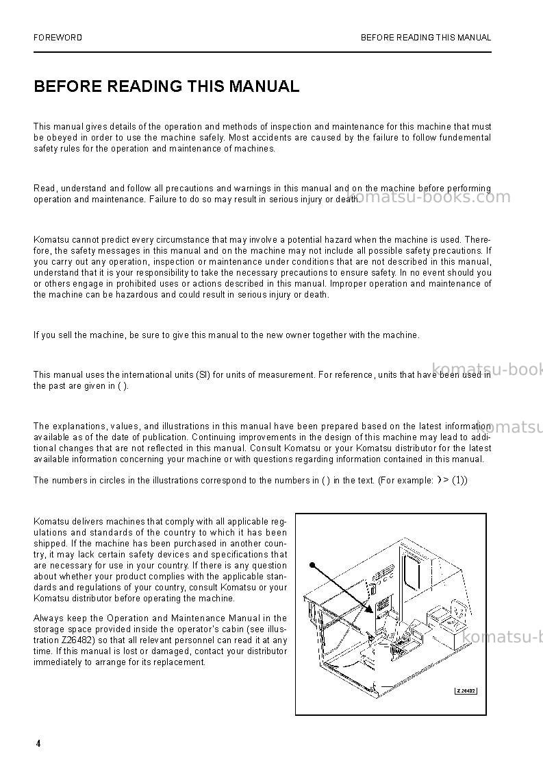Komatsu pc3000-6deu Operation manual cover Page 4 Komatsu pc3000-6deu Operation manual cover Page 4
