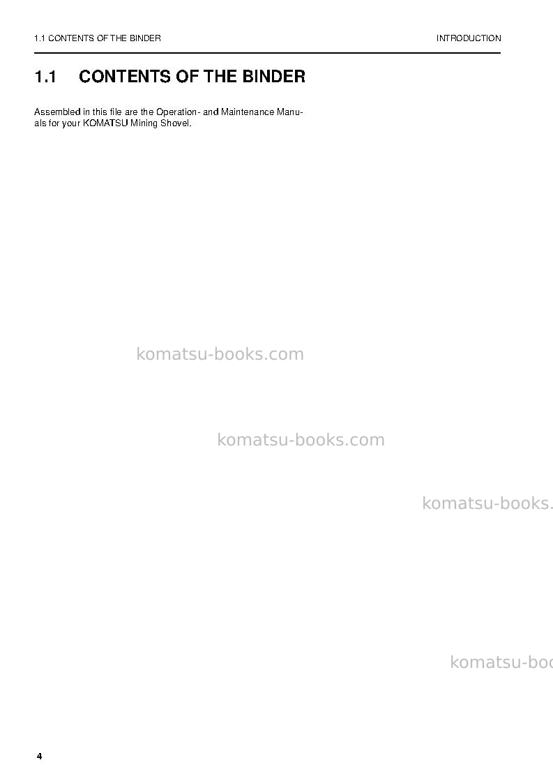Komatsu pc4000-6deu Operation manual cover Page 4 Komatsu pc4000-6deu Operation manual cover Page 4
