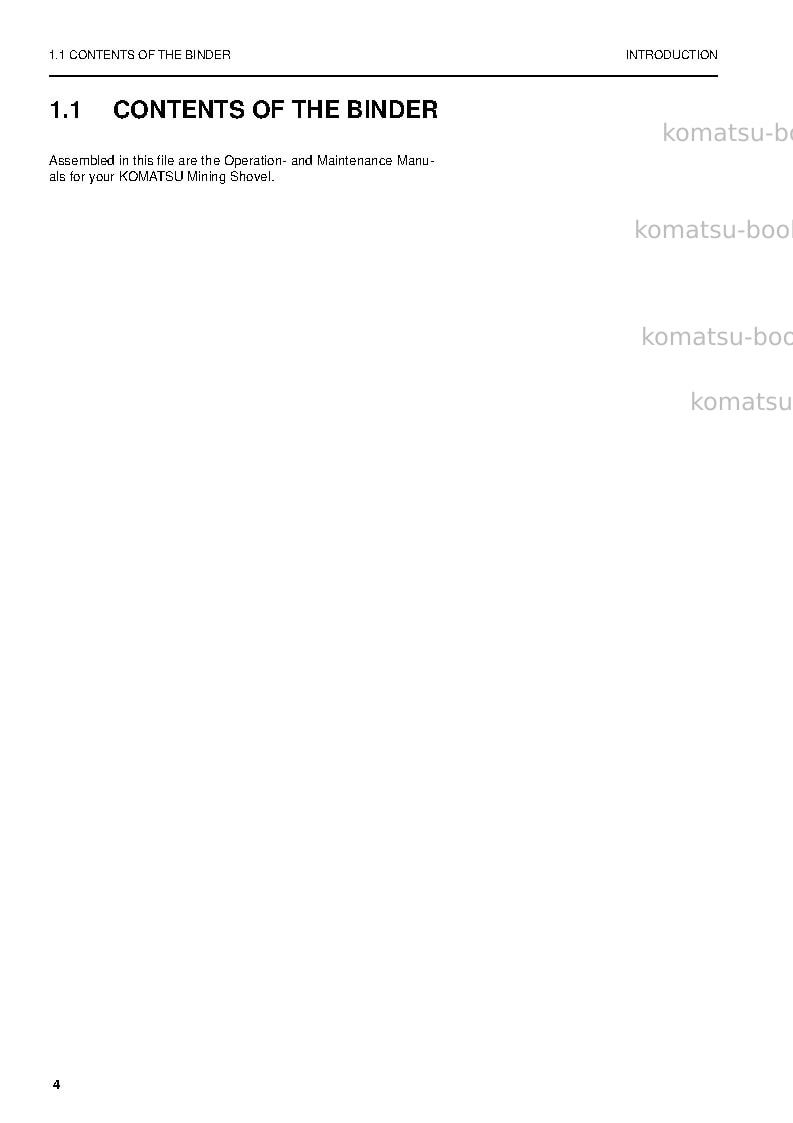 Komatsu pc4000-6deu Operation manual cover Page 4 Komatsu pc4000-6deu Operation manual cover Page 4