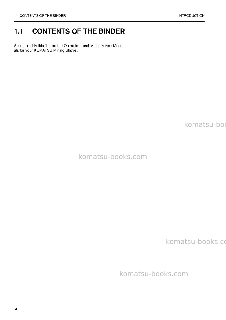 Komatsu pc4000-6deu Operation manual cover Page 4 Komatsu pc4000-6deu Operation manual cover Page 4