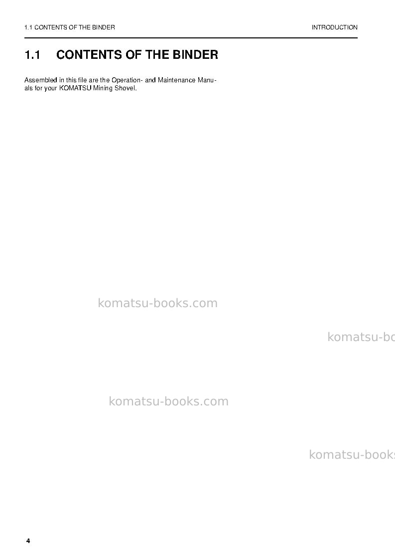 Komatsu pc4000-6deu Operation manual cover Page 4 Komatsu pc4000-6deu Operation manual cover Page 4